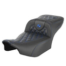 Saddlemen Roadsofa Extended Reach Lattice Stitch Seat for Harley 24-25 Touring Road Glide / Street Glide / Carbon Fiber / Blue / Without heating / Without backrest  - Customhoj