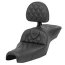 Saddlemen Roadsofa Lattice Stitch Seat for Harley 04-22 XL Sportster (with 17 liter tank) / Black / Without heating / With backrest  - Customhoj