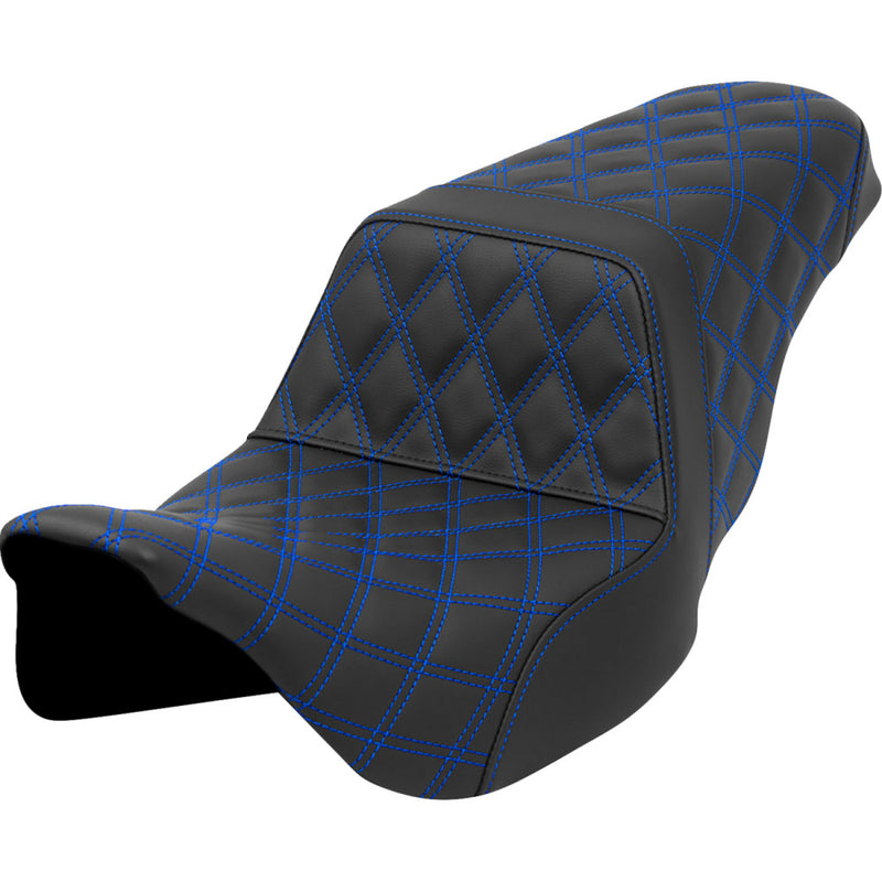 Saddlemen Step-Up Lattice Stitch for Harley 08-25 Touring (excl. 23-25 CVO; 24-25 Road Glide / Street Glide) / Black / Blue  - Customhoj