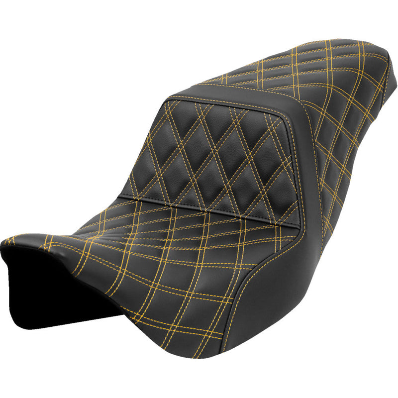 Saddlemen Step-Up Lattice Stitch for Harley 08-25 Touring (excl. 23-25 CVO; 24-25 Road Glide / Street Glide) / Black / Gold  - Customhoj