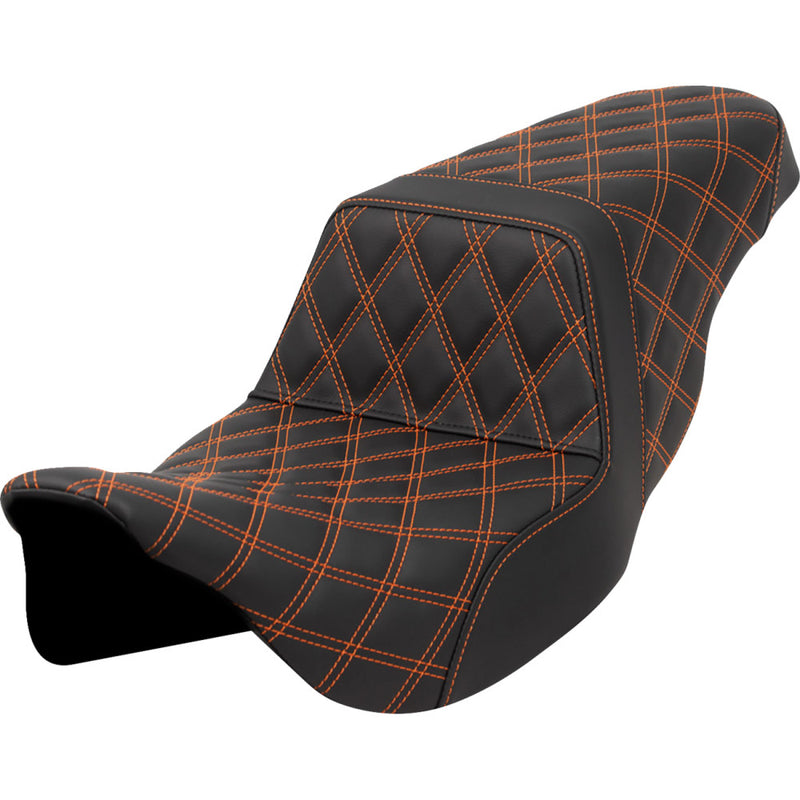 Saddlemen Step-Up Lattice Stitch for Harley 08-25 Touring (excl. 23-25 CVO; 24-25 Road Glide / Street Glide) / Black / Orange  - Customhoj