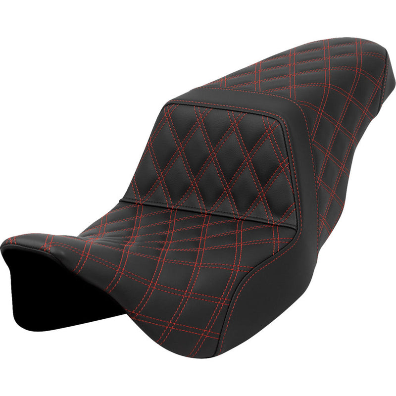 Saddlemen Step-Up Lattice Stitch for Harley 08-25 Touring (excl. 23-25 CVO; 24-25 Road Glide / Street Glide) / Black / Red  - Customhoj