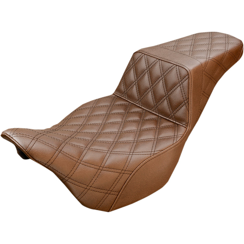 Saddlemen Step-Up Motorcycle Seats for Harley 08-24 Touring (excl. 23-24 CVO & Trikes) / Brown / Full Lattice Stitch