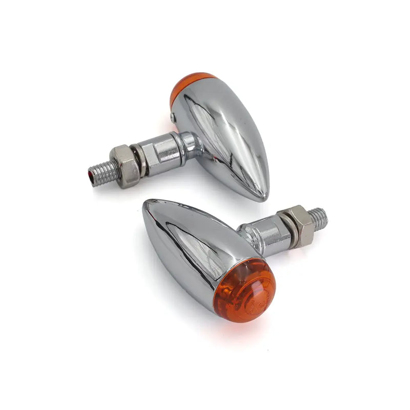 SMP Classic Bullet Mini LED Motorcycle Turn Signals Chrome / Orange