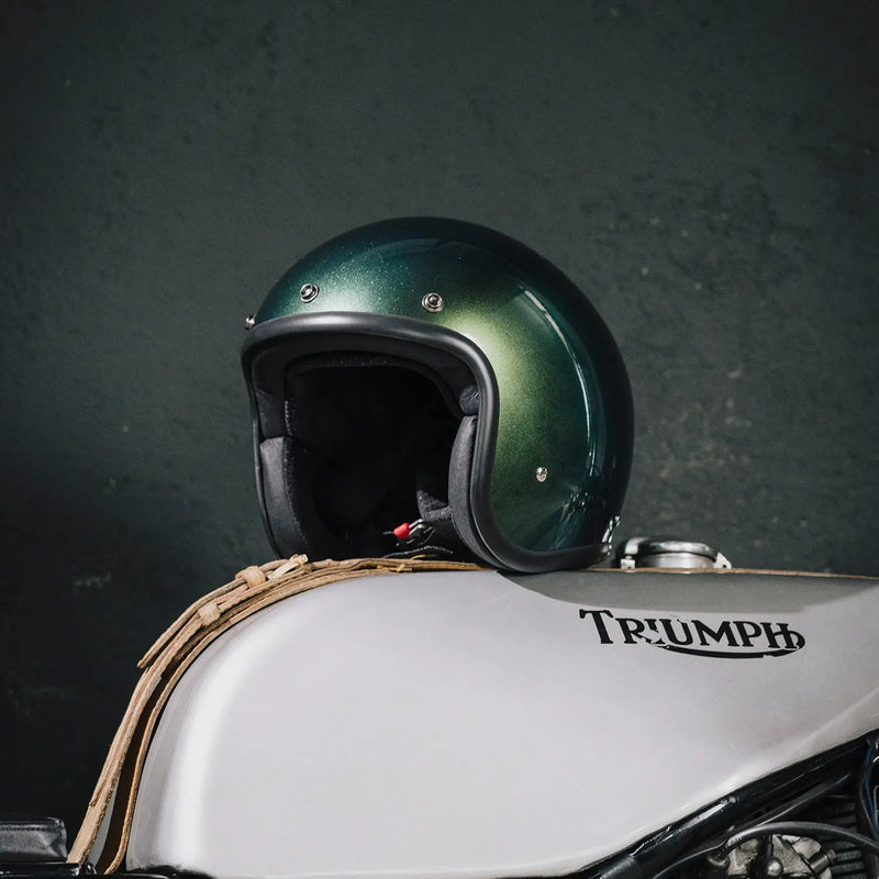 DMD Casque de moto ouvert rétro métallisé