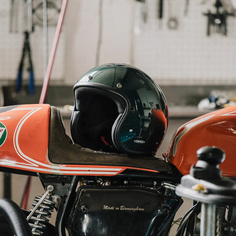 DMD Casque de moto ouvert rétro métallisé