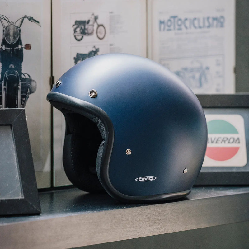 DMD Casque de moto ouvert rétro métallisé