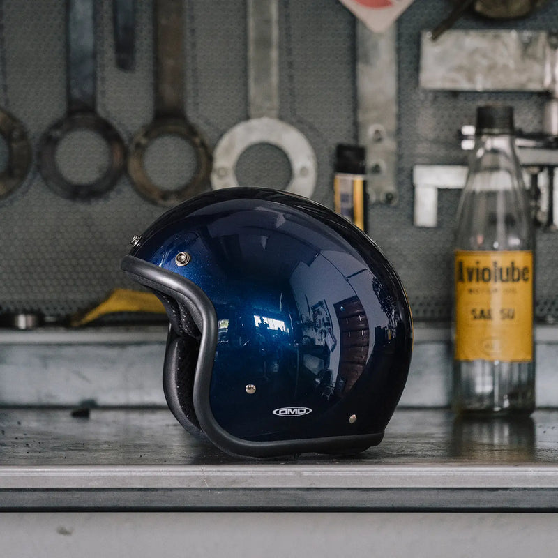 DMD Casque de moto ouvert rétro métallisé
