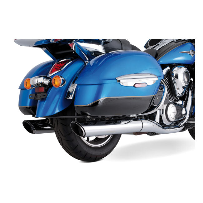 Vance & Hines Twin Slash Power Chamber Chrome Slip-On Mufflers for Kawasaki 09-16 VN1700 Voyager / Nomad / Vaquero / Tourer