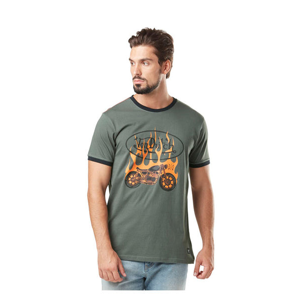 Von Dutch Fire T-Shirt Grey/Orange / S