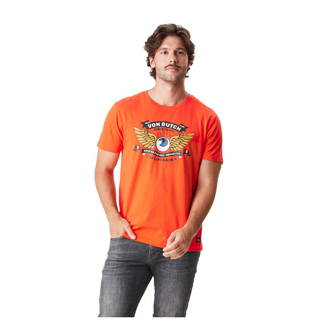 Von Dutch Wings T-Shirt Orange / S  - Customhoj