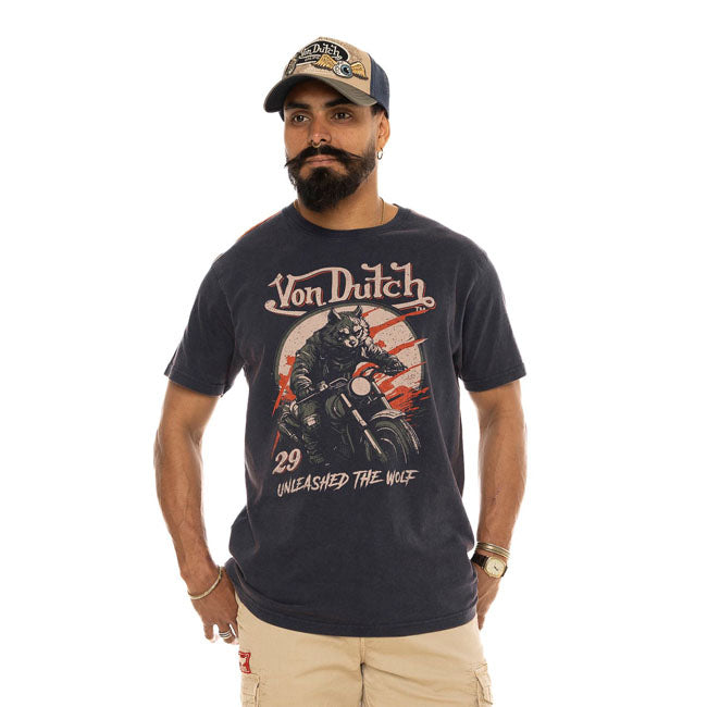 Von Dutch Wolfy T-Shirt Navy / S  - Customhoj