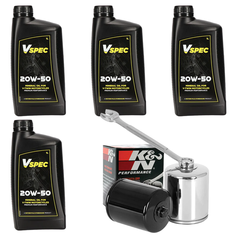 Vspec Service Kit Motor Oil & Filter for Harley 1984-1999 Evolution Big Twin / Chrome