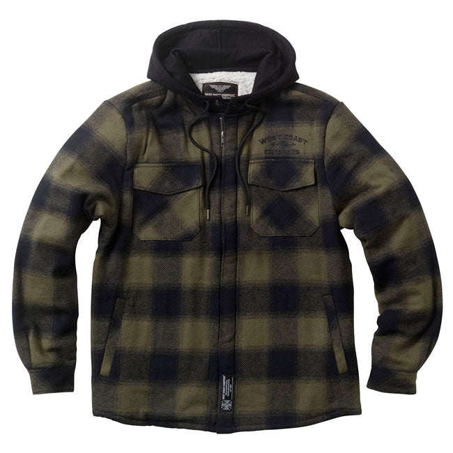 West Coast Choppers Hell Bent Flannel Jacket Olive/Black / S  - Customhoj