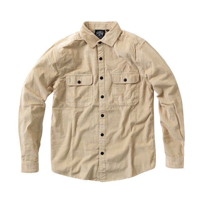 West Coast Choppers Hill Country Cord Shirt Sand / S  - Customhoj