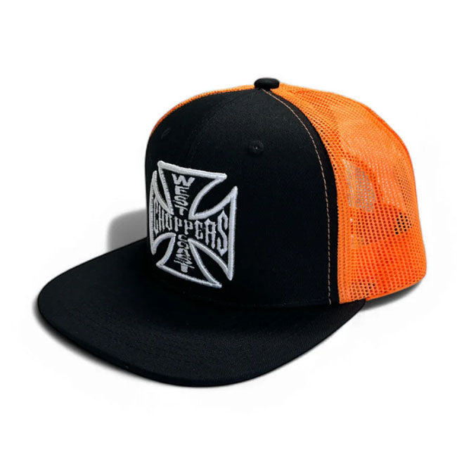 West Coast Choppers OG Cross Flatbill Cap Black/Orange  - Customhoj