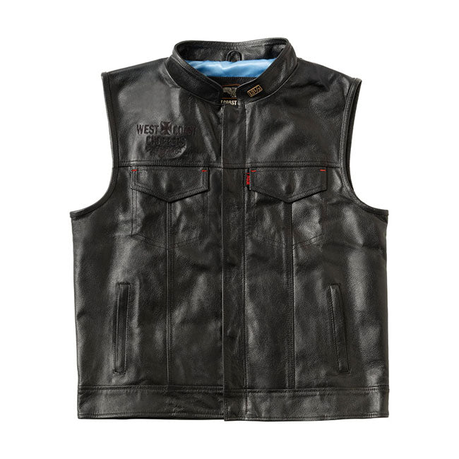 West Coast Choppers x 13 1/2 Dominator Leather Motorcycle Vest Black / S  - Customhoj