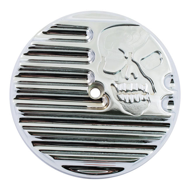 Covingtons Air Cleaner Cover 99-15 Twin Cam (excl. 08-15 Dyna, 13-15 Touring, Trike) / Chrome Covingtons Finned Air Cleaner Cover Insert Skull Customhoj