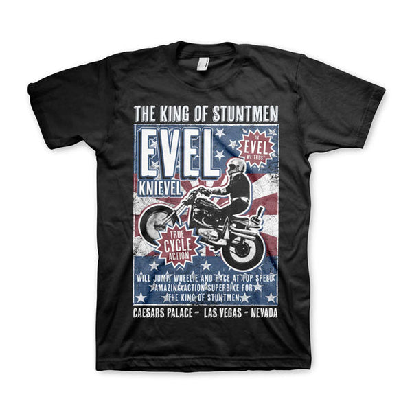 Evel Knievel T-shirt Evel Knievel Poster T-shirt Svart Customhoj
