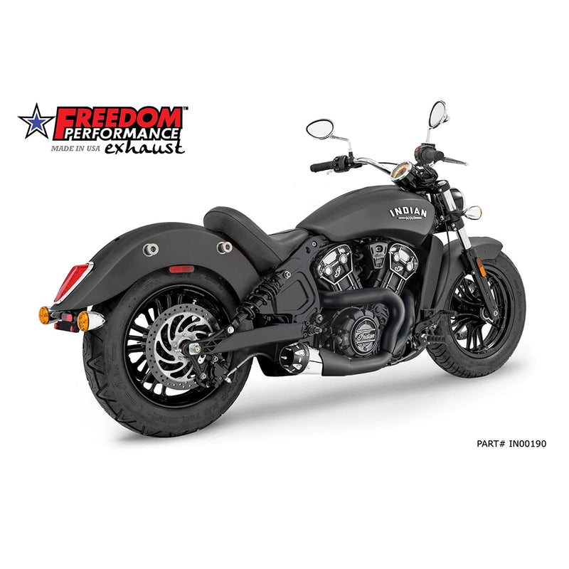 Freedom Performance Indian Slip-On Combo Black / American Outlaw / Black Freedom Performance Shorty 2-1 Slip-Ons Black / Chrome Indian Scout 15-up Customhoj