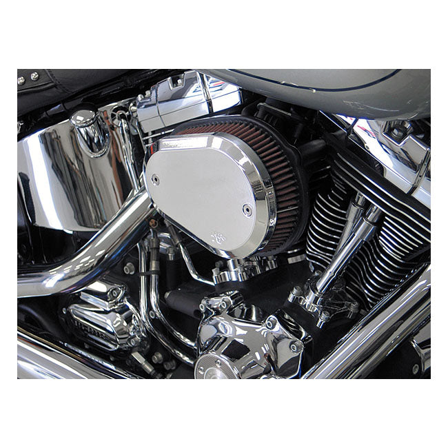 K&N Air Cleaner Harley 00-15 Softail; 99-17 Dyna (excl. 2017 FXDLS); 02-07 Touring (CV carb & Delphi inj) / Chrome K&N Street Metal High-Flow Air Intake Flare for Harley Customhoj
