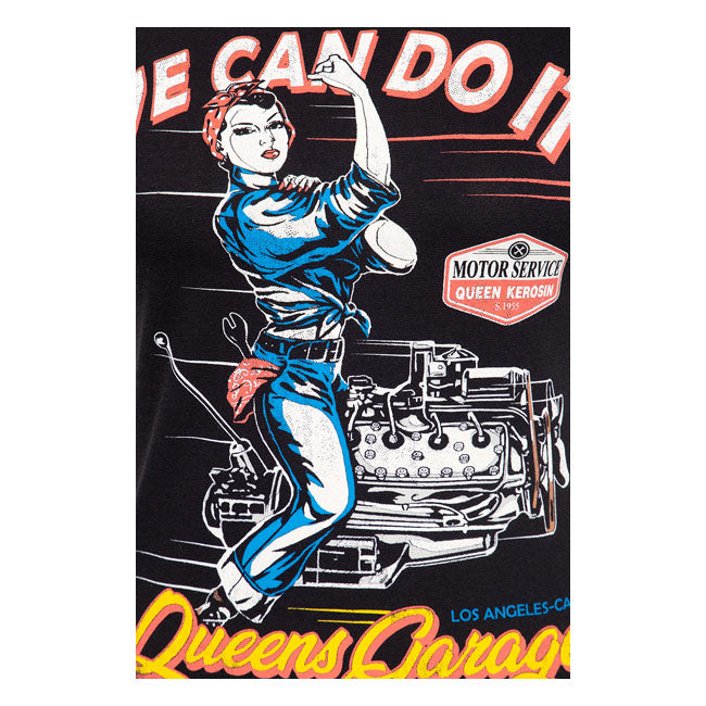 KING KEROSIN T-shirt dam Queen Kerosin We Can Do It Motor T-shirt Svart Customhoj