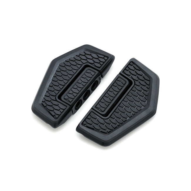 Kuryakyn Floorboards Harley All H-D (excl. 15-20 XG Street rider position) with correct adapter / Black Kuryakyn Hex Folding Mini Boards for Harley Customhoj