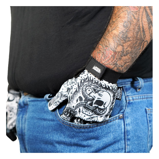 LETHAL THREAT Handskar Lethal Threat Tattoo Handskar Svart Vit Customhoj