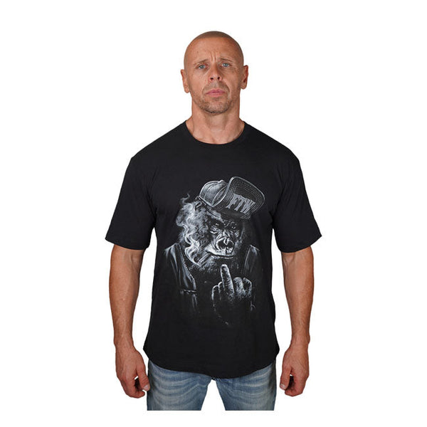 LETHAL THREAT T-shirt Lethal Threat Middle Finger Gorilla T-shirt Svart Customhoj