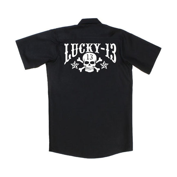 Lucky 13 Skjorta Lucky 13 Skull Stars workshirt Svart Customhoj