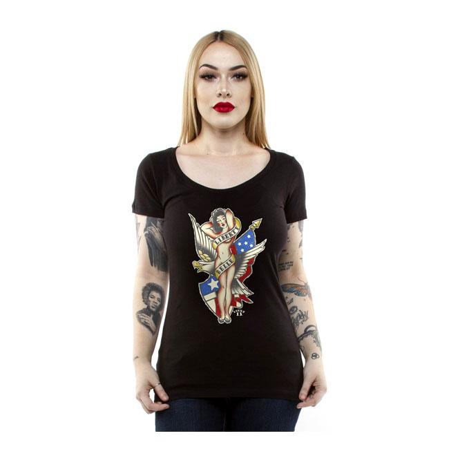 Lucky 13 T-shirt Lucky 13 Liberty Belle T-Shirt Svart Customhoj