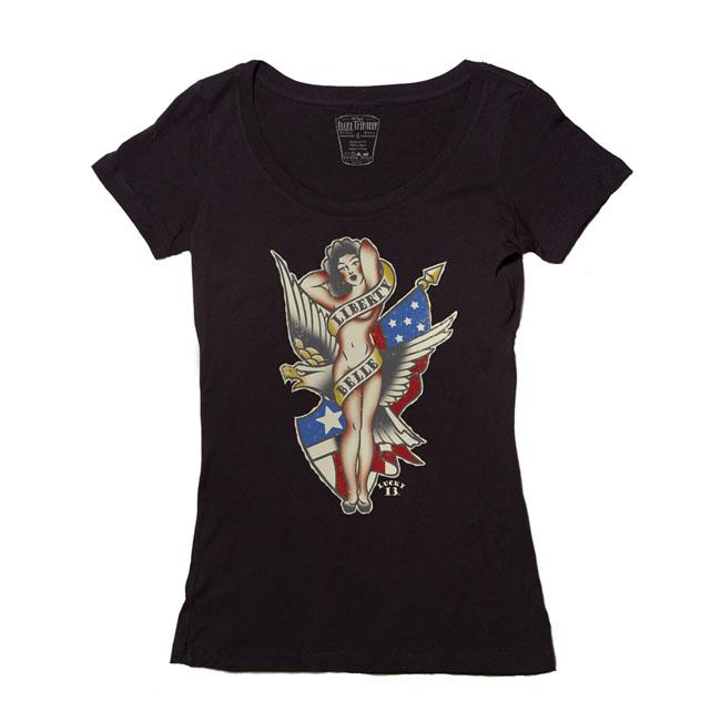 Lucky 13 T-shirt Lucky 13 Liberty Belle T-Shirt Svart Customhoj