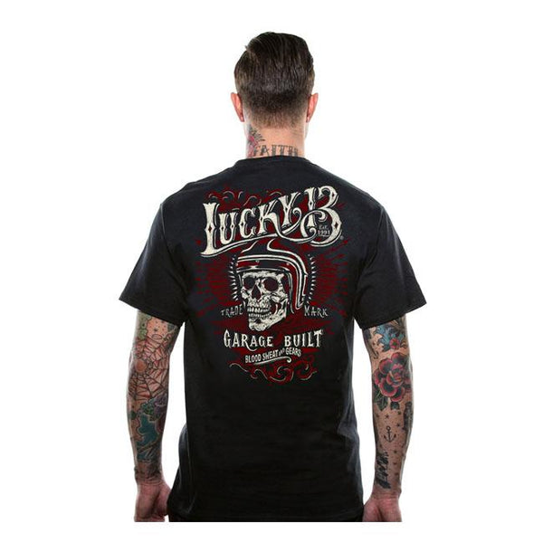 Lucky 13 T-shirt Lucky 13 Skull Built T-Shirt Svart Customhoj