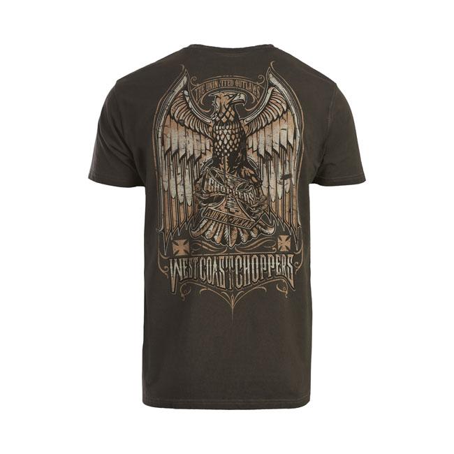 WEST COAST CHOPPERS T-shirt WCC Eagle Crest T-Shirt Oil Dye Anthracite Customhoj